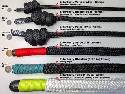 Comparing the Elderberry Series Rope Flow Rope Sizes