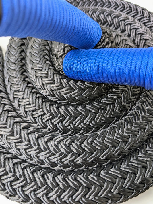Elderberry Obsidian Black with Blue Handles Heavy Rope Flow Rope Made in Canada