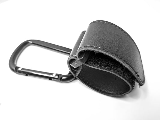 Leather strap with a carabiner clip