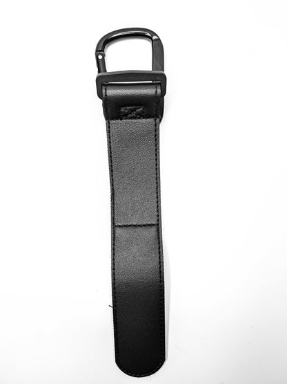 Leather strap with a carabiner clip